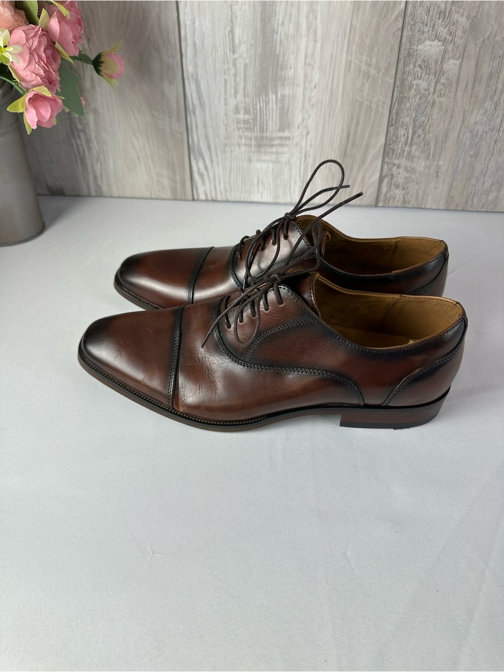 Florsheim Brown Leather Cap-Toe Oxford Dress Shoes